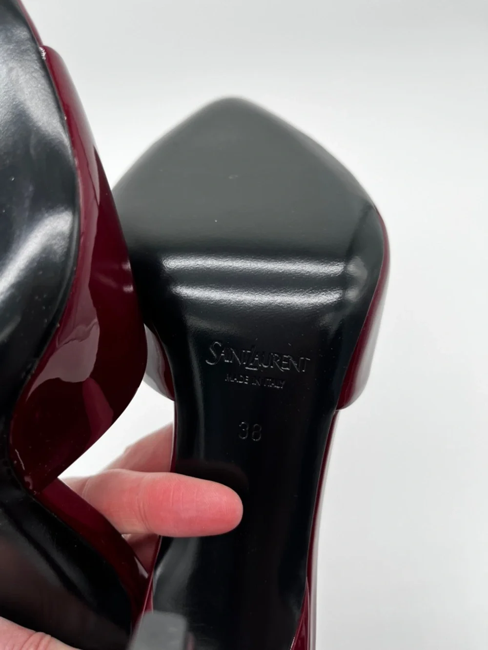 Saint Laurent Romy heeled Mules Patent Leather Stiletto Bordeaux - 8 - Picture 10 of 13